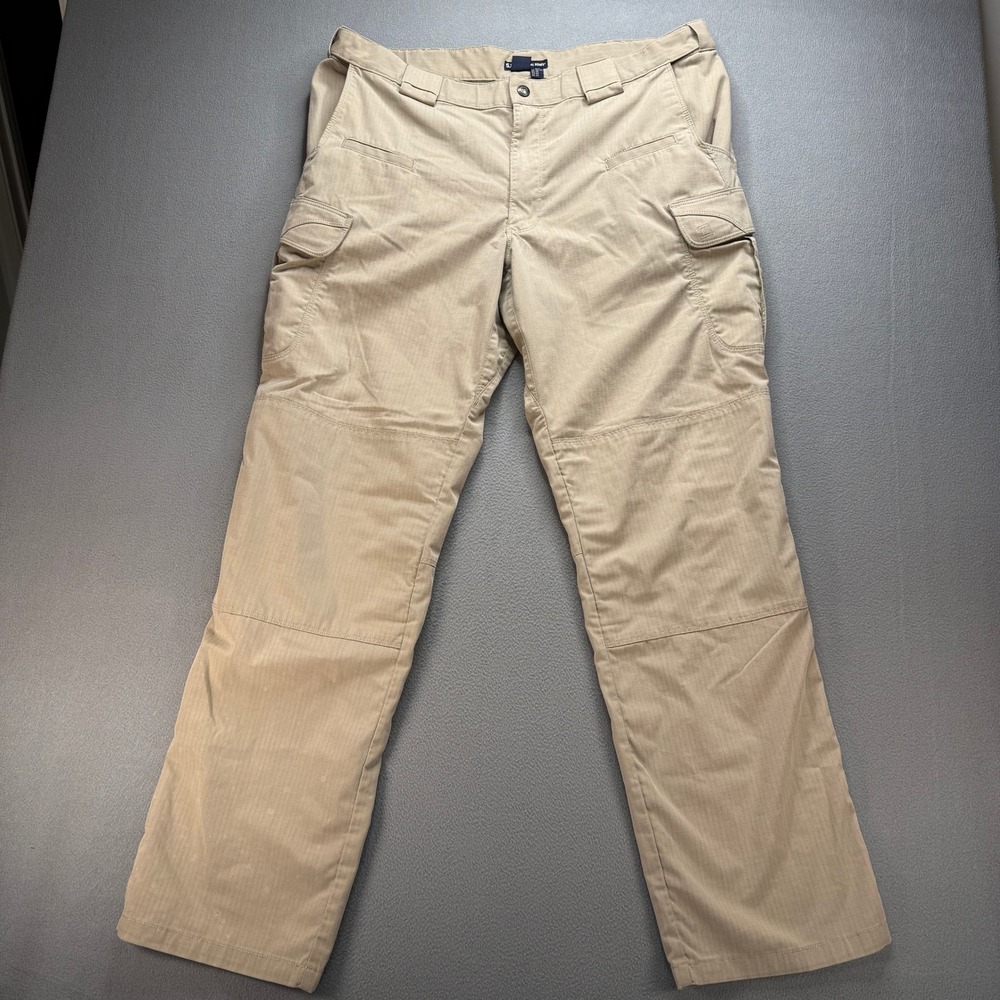 5.11 Tactical Cargo Pants Mens 38x34 (FIT 39x32) Khaki Ripstop Straight Fit Work